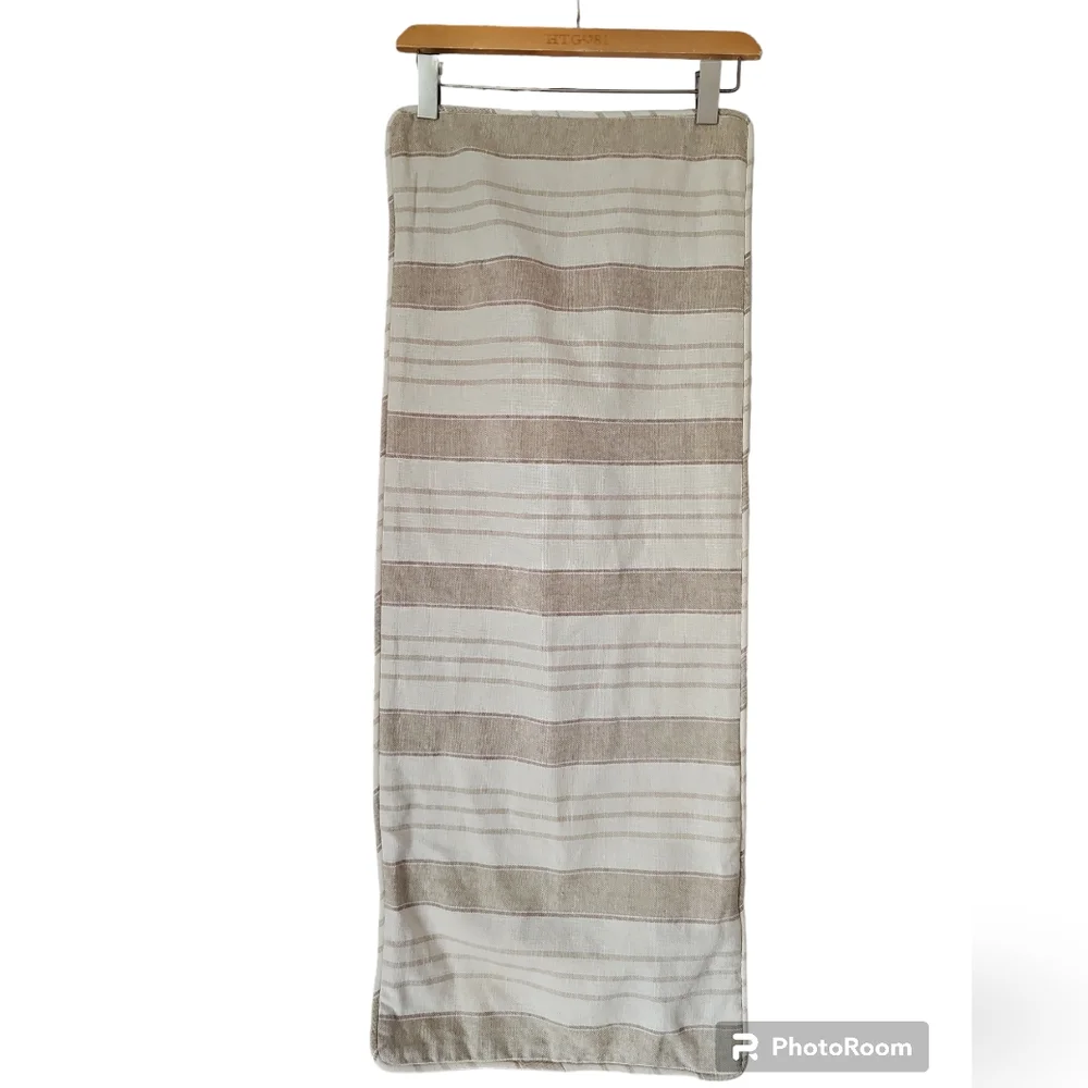 POTTERY BARN‎ Long Tan Beige Striped Linen Blend Decorator Pillow Sham 37x15